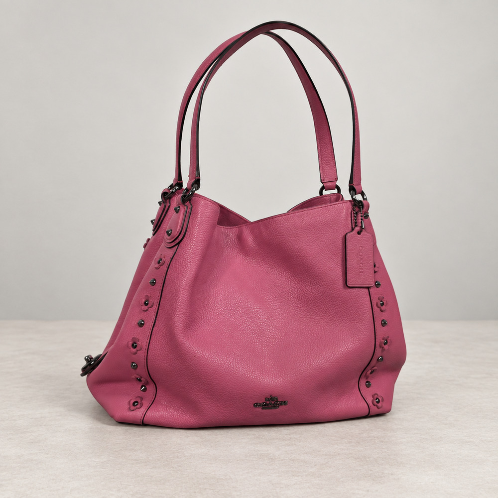 Coach Pink Leather Edie 31 Tea Rose Rivet Shoulder Bag